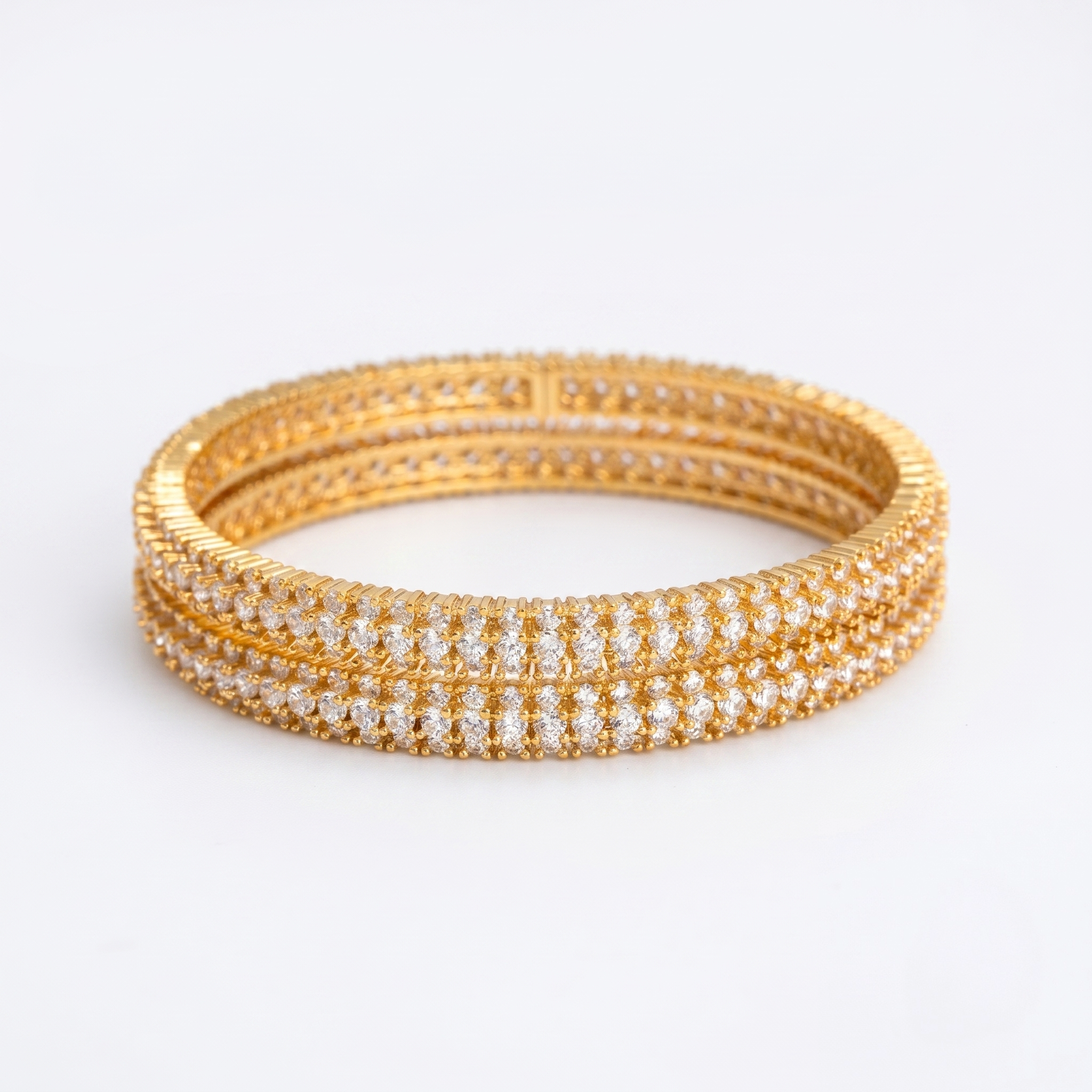 Three Line Gold Plated AD Bangle detailed view - Avalna